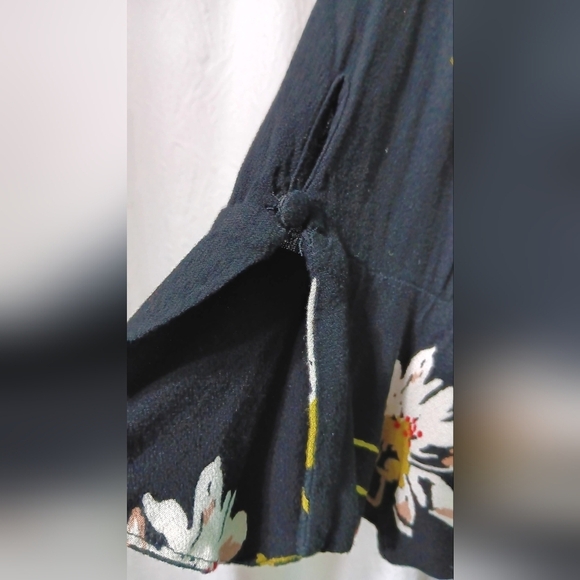 Free People Womens Time On My Side Floral Print Bell Sleeves Wrap Dress Black M - Picture 10 of 16